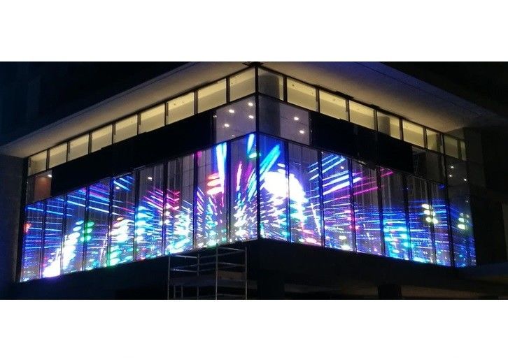 Painel de exibição LED transparente HD de vidro P3.91-7.8 para interiores e exteriores