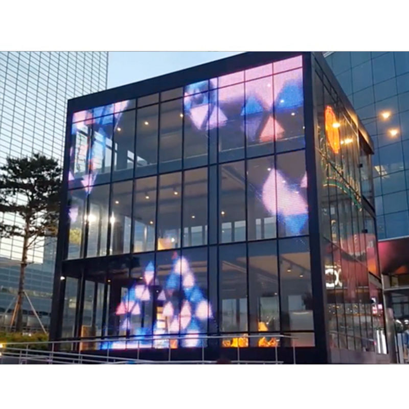 Painel de exibição LED transparente HD de vidro P3.91-7.8 para interiores e exteriores